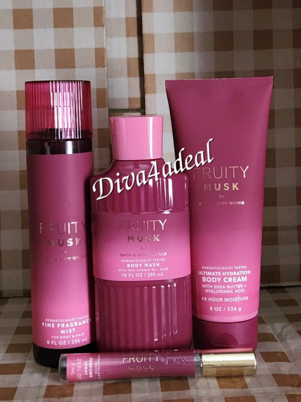 Bath & Body Works FRUITY MUSK 4PC Collection Set Bundle